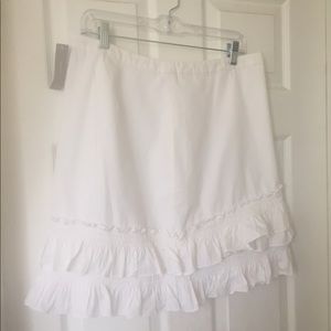 Jcrew white cotton ruffle skirt, size 8 tall